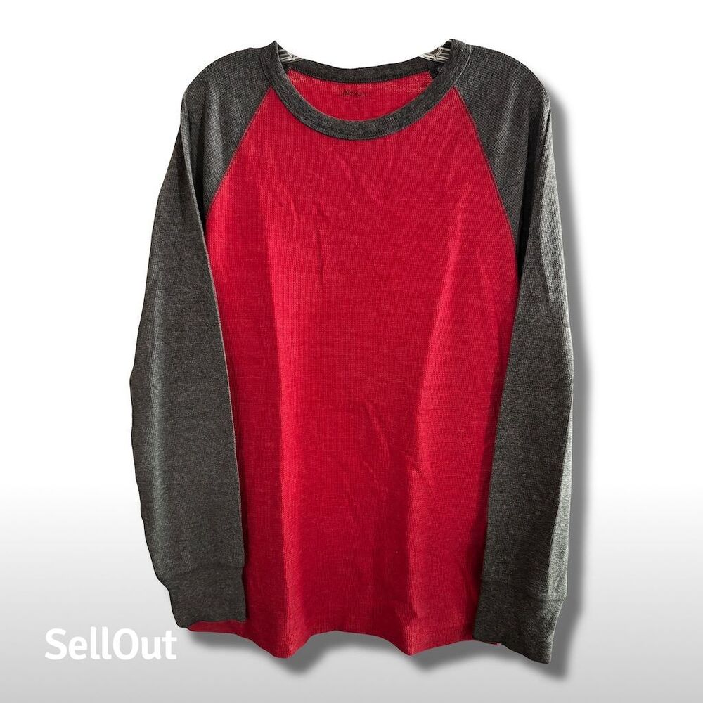 Carbon Men's 2XL Red Raglan Long Sleeve Tee Shirt